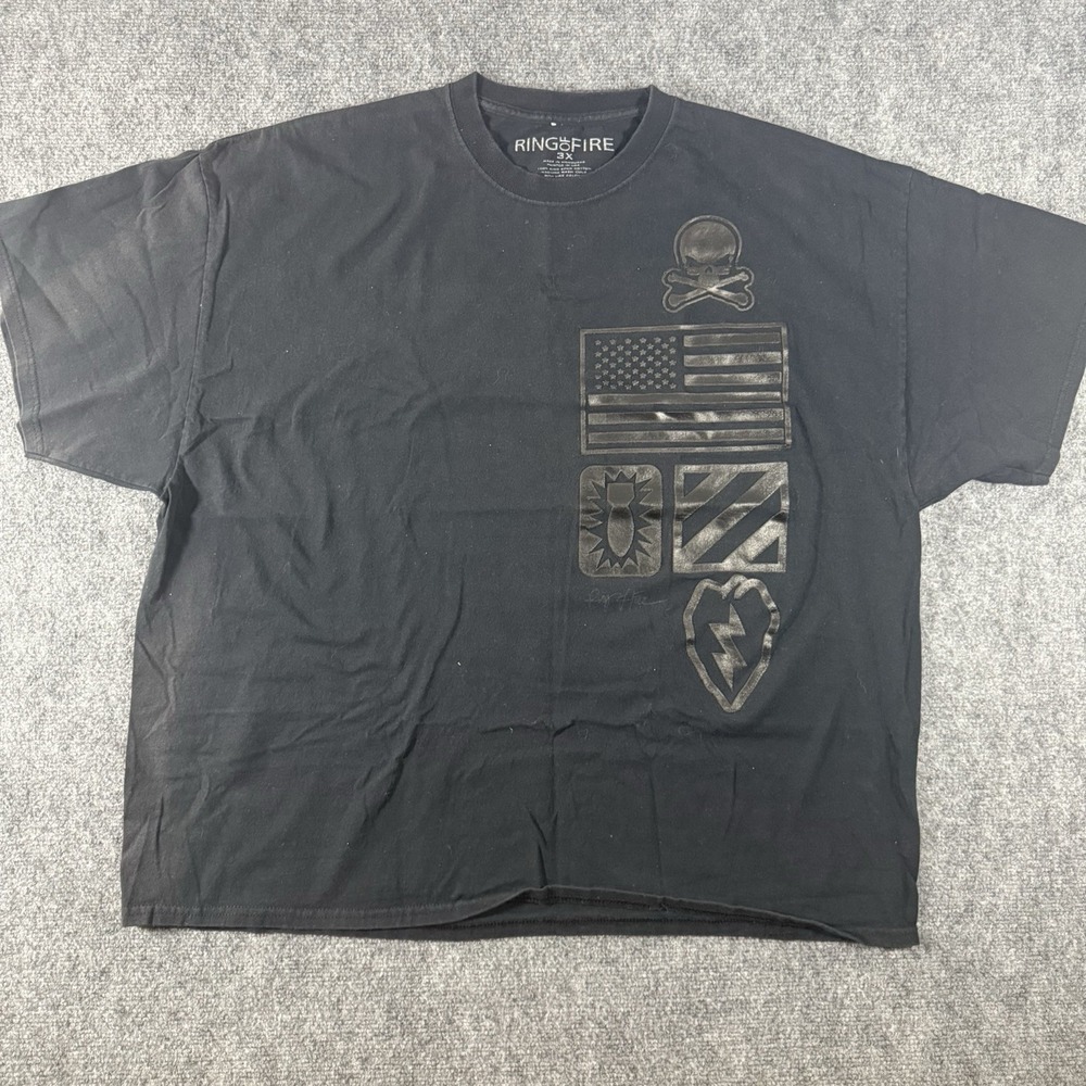 Ring of Fire Mens American Military Graphic Tshirt in Black Size 3XL